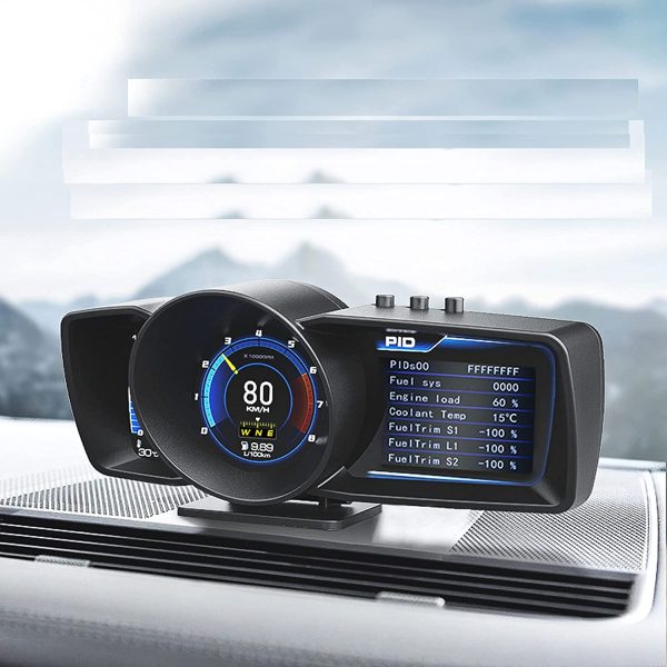 Car Head UP Display with OBD2 GPS Dual System, Head Up Display HUD Multi-Function Dashboard OBD2+ GPS Smart Speedometer Auto Gauge Alarm System Turbo Boost Car Onboard Computer A600 Dual System Head Up Display Digital Meter Gauge Oil / Coolant Temp - Image 4