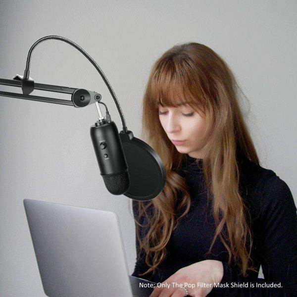 Neewer Professional Microphone Pop Filter Shield Compatible with Blue Yeti and Any Other Microphone, Dual Layered Wind Pop Screen With A Flexible 360 Degree Gooseneck Clip Stabilizing Arm - Image 2