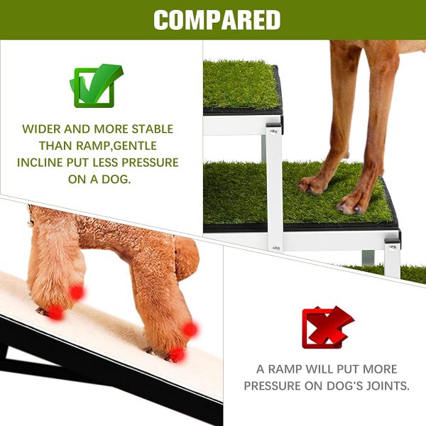 Dog Ramps for Large Dogs SUV,Dog Stairs for Car,Dog Ramps for Large Dogs,Dog Car Pet Ramps,Aluminum Lightweight, Supports up to 200 lbs,5 Steps, 5 Steps -Grass, Black - Image 5