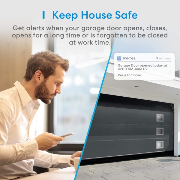 Smart Garage Door Opener Remote, APP Control, Compatible with Alexa, Google Assistant and SmartThings, Multiple Notification Modes, No Hub Needed by meross - Image 3