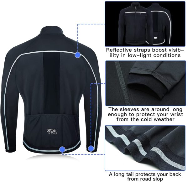 Souke Sports Men's Winter Cycling Jacket Warm Windproof Running Thermal Windbreaker Bike - Image 2