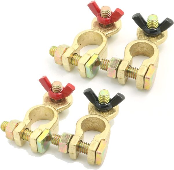 Set of 2 Battery Terminals Isolators Motorcycle Truck Van Caravan Battery Master Connectors Dis Connectors with Wing Nut 12 / 24V Battery Clamps - Image 5