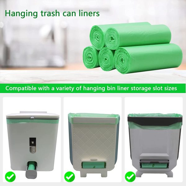 Compostable Bin Liners??Bioegradable Garbage Bags Compatible 4-8L Kitchen Cupboard Door Hanging Rubbish Bin ??80 PCS) - Image 3