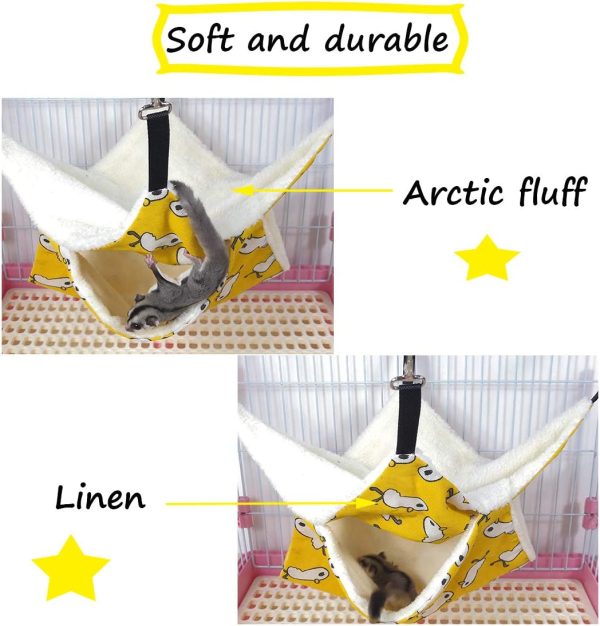 LEFTSTARER Pet Small Animal Hanging Hammock Ferret Bunkbed Hammock Cage Toy for Hamster Rat Sugar Glider Parrot Guinea Pig Hideout Play Sleep (Polar Bear) - Image 6