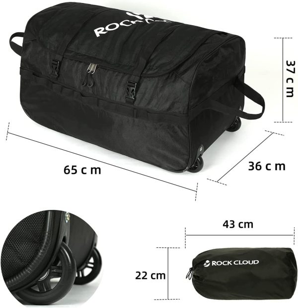 Rock Cloud Foldable Duffle Bag with Wheels??85L??Lightweight Oxford Collapsible Large Duffel Luggage Bag with Rollers for Camping Travel Gear