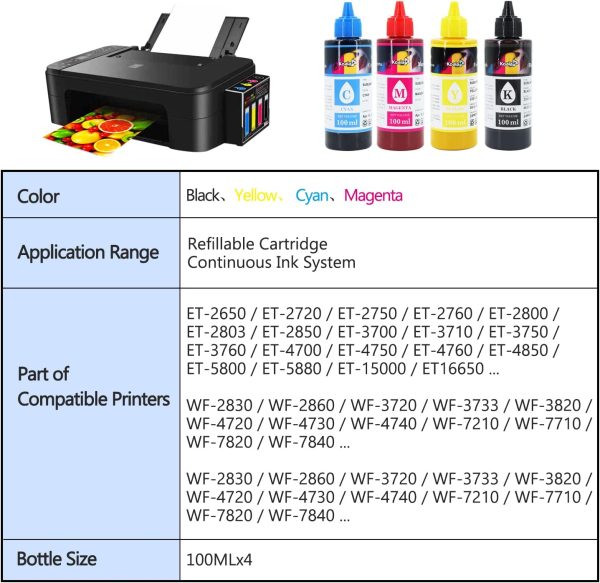 Koala Sublimation Ink Refill Bottle Compatible with ET-2720 ET-2760 ET-2800 ET-2803 ET-2850 ET-3760 WF-7710 WF-7720 C68 C88 for Heat Transfer on Mugs, Polyester Shirts, Mat, etc - Image 7