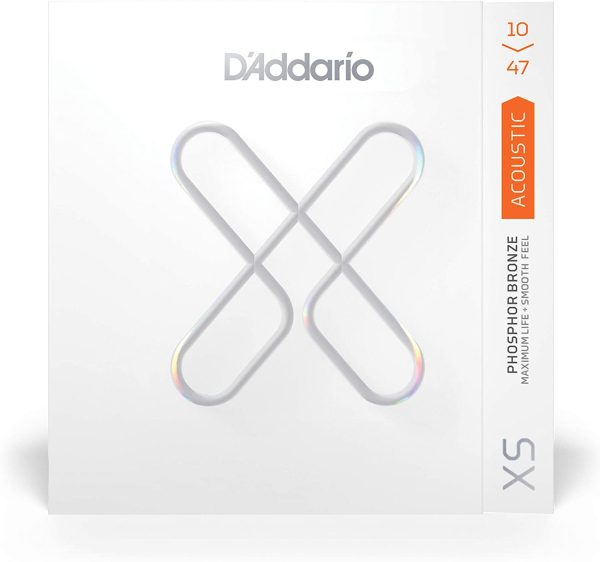 D'Addario Guitar Strings - XS Phosphor Bronze Coated Acoustic Guitar Strings - XSAPB1047 - Greater Break Strength with Tuning StabilityFor 6 String Guitars - 10-47 Extra Light