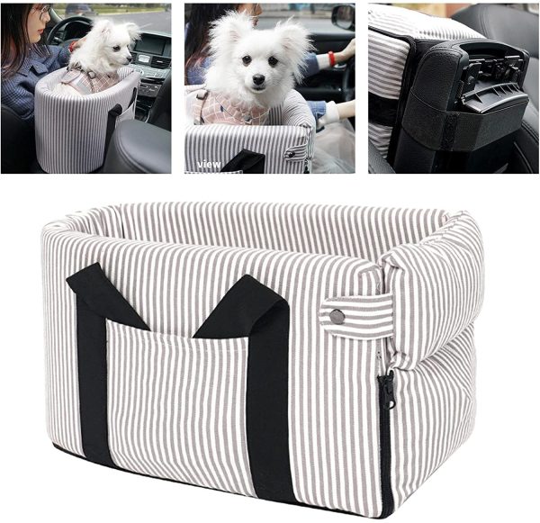 Portable Dog Kennel Car Non- Anti-Collapse Mat for Car Central Control Armrest Box Scratchproof Travel Seat - Stripe - Image 8