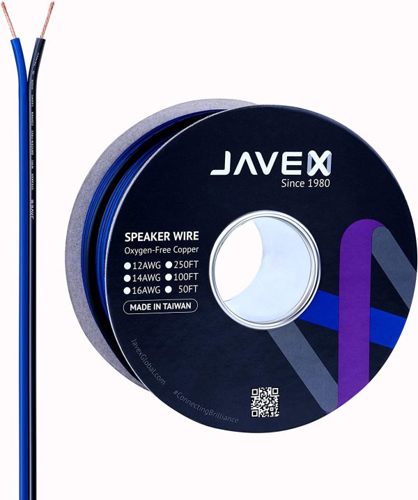 JAVEX Speaker Wire 16-Gauge AWG [Oxygen-Free Copper 99.9%] Cable for Hi-Fi Systems, Amplifiers, AV receivers and Car Audio Systems, Blue/Black, 50FT - Image 2