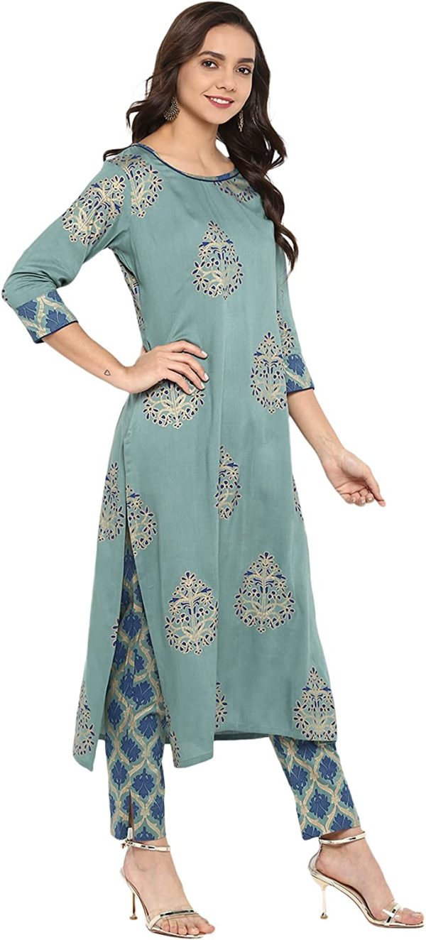 Janasya Indian Tunic Tops Rayon Kurti Set for Women - Image 3