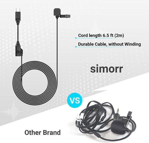 simorr L2 USB 3.0 / Type-C Lavalier Microphone W/ Headphone Input for Mobile Phone W/ USB Audio Protocol, Computer and Tablets for Youtube Video Shooting, Video Conference, Vlogging Lapel Clip-on Mic - 3385 - Image 4