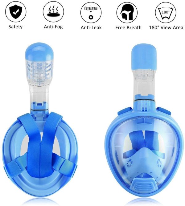 AiScrofa Kids Snorkel Mask Full Face, Free Breathing Design,180 Degree Panoramic View Snorkeling Set Anti-Fog Anti-Leak,Panoramic 180??View Design - Image 7