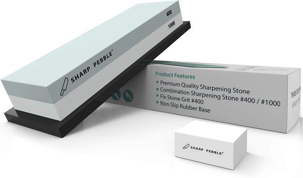 Premium Whetstone Sharpening Stone 2 Side Grit 400/1000-Whetstone Knife Sharpener with Flattening Stone & NonSlip Rubber Base - Image 3