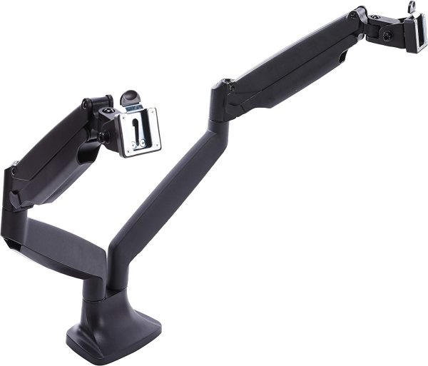 Smooth Full Motion Dual Monitor Adjustable Gas Spring Desk Mount - Black for Large Screens, Supports Up to 34 Inch Monitors, with 19.8 Lbs Max Weight Per Display, Easy Set Up