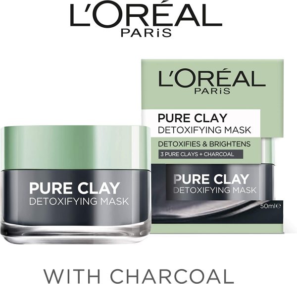 L'Or??al Paris Pure Clay Detoxifying Charcoal Mask 50ml - Image 2