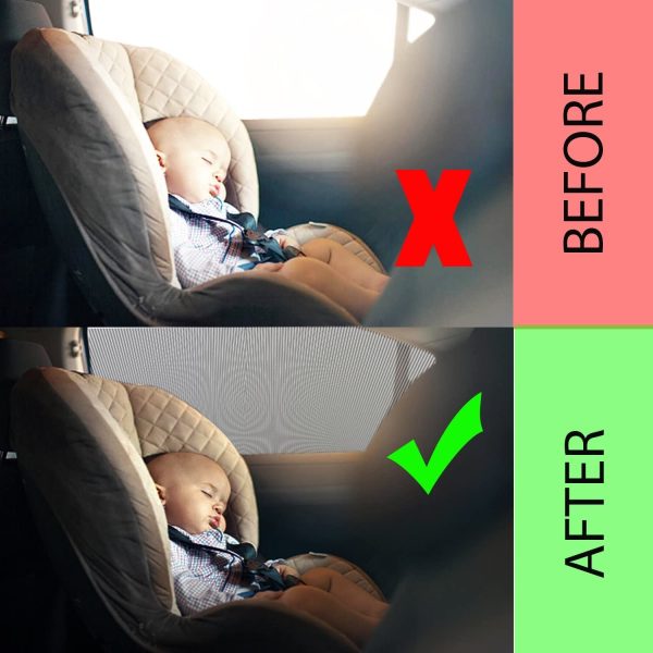 Side Window Car Sun Shade for Baby and Pets Sunshades - Comfortable and Breathable Full Mesh Auto Rear Seat Sunshade Cover for UV Protection During Summer Traveling | 2 Pack Fits All Vehicles