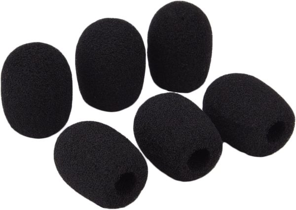 Sunmns 6 Pack Mini Size Lapel Headset Microphone Windscreen Foam Cover Black - Image 4