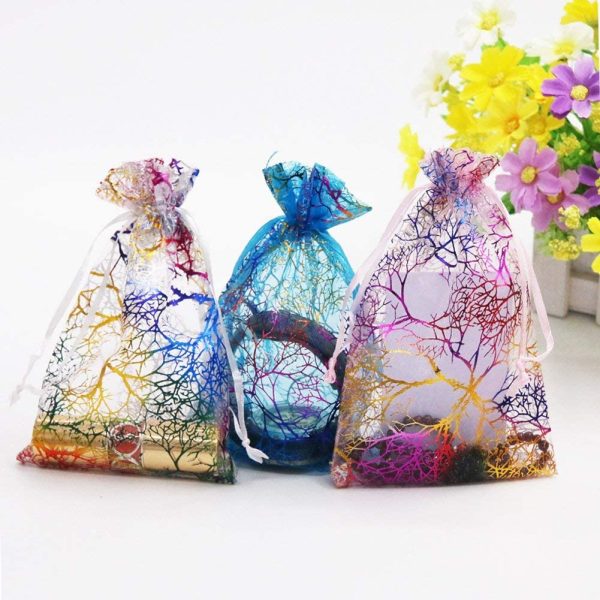 Mixed Color Coralline Organza Gift Bags, Wedding Favor Party Jewelry Candy Pouches,4x6 Inches,Pack of 100 - Image 2