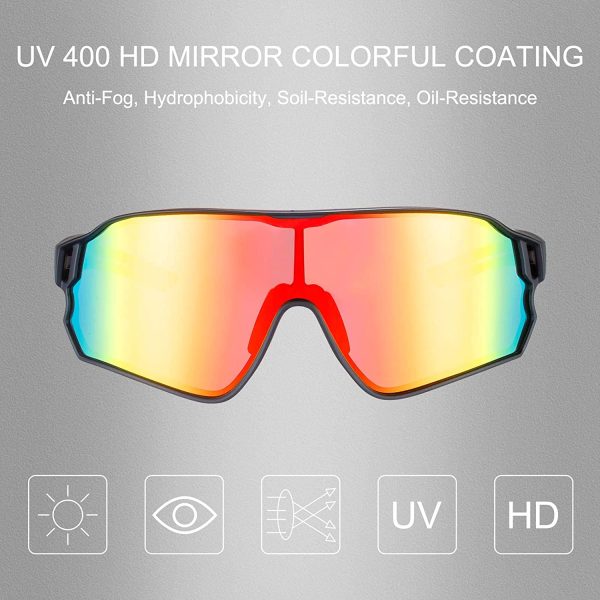 ROCKBROS Polarized Sports Sunglasses HD Glasses Neon Lens UV400 TR90 Frame Cycling Fishing Running Climbing for Women Man - Image 2