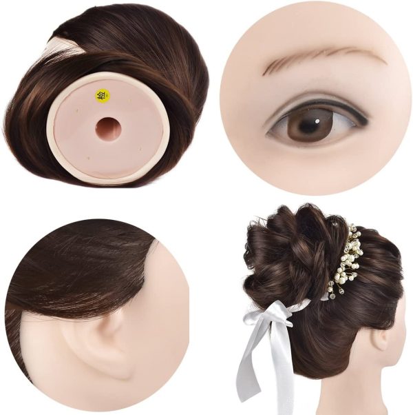 Cosmetology Mannequin Head with Hair for Braiding 26" Brown Training Head Manikin Doll Head Synthetic Fiber Hair with Clamp - Image 7