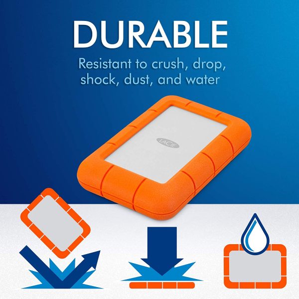 LaCie Rugged Mini USB 3.0 / USB 2.0 2TB Portable Hard Drive LAC9000298 - Image 3