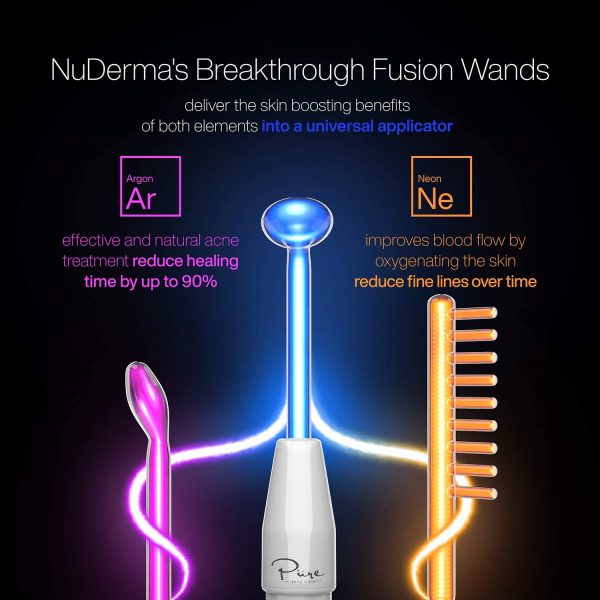 NuDerma Clinical Skin Therapy Wand - Portable Handheld High Frequency Skin Therapy Machine w 6 FUSION Neon + Argon Wands - Natural Acne Treatment - Skin Tightening - Wrinkle Reducing - Facial Skin - Image 5