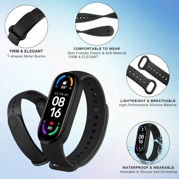 Sport Bands for Xiaomi Mi Band 5 & Xiaomi Mi Band 6, Soft Silicone Replacement Straps for Xiaomi Mi Band 5 / 6 Women Men - Image 2