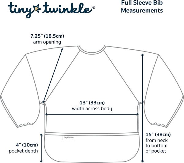 Tiny Twinkle Mess-Proof Full Sleeve Bib - Baby and Toddler Waterproof and Machine Washable Long Sleeved Smock Bib