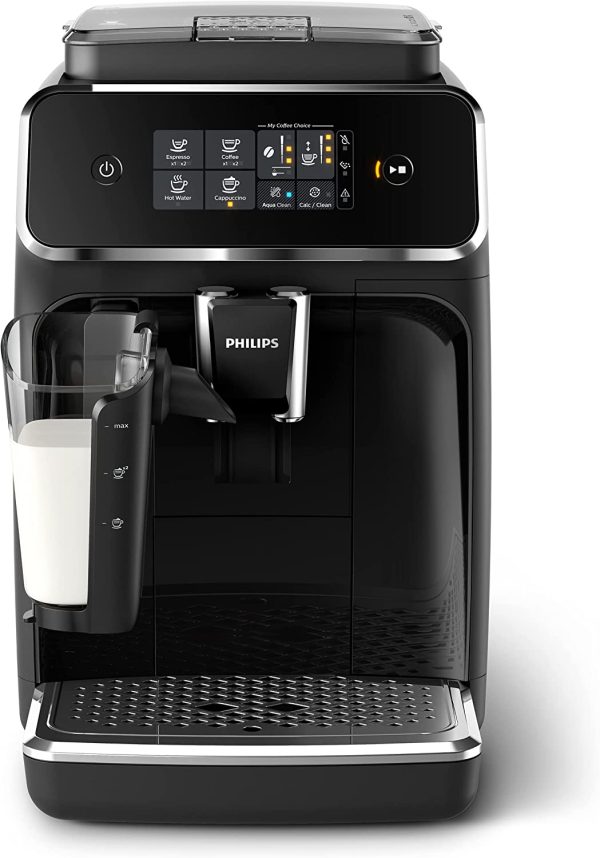 PHILIPS 2200 LatteGo Fully Automatic Espresso Coffee Machine: 3 beverage capability, touch display, 12-step grinder levels, 3 aroma settings and durable ceramic grinders, Black, EP2231/40 - Image 9