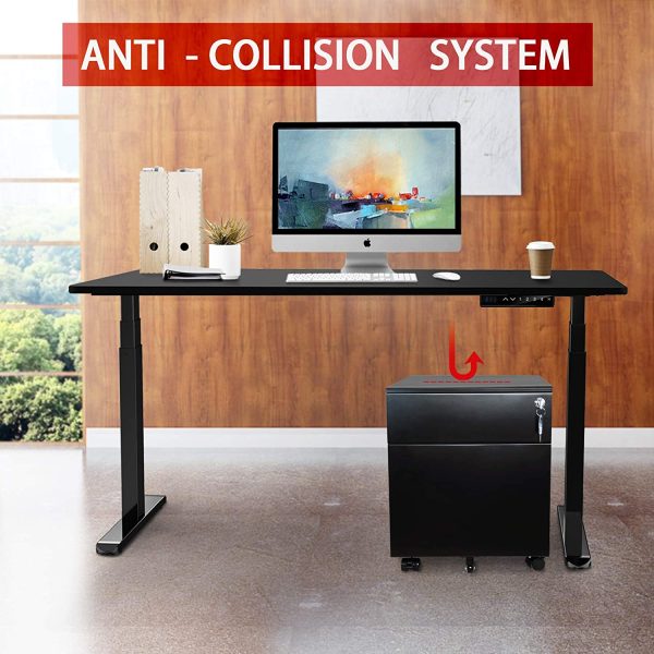 Electric Stand Up Desk Frame/Anti-Collision/Dual Motor 3 Tiers Legs Height Adjustable Standing Desk Base Home Office DIY Ergonomic Workstation/No Desktop (Black) - Image 4