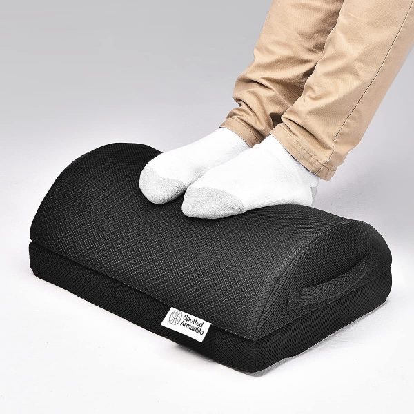 Spotted Armadillo Adjustable Office Foot Rest Under Desk | Ergonomic Premium Foam Footrests for Knee & Backpain Relief | Washable Mesh Fabric Footrest for Home | Comes with a Bonus Wrist Rest