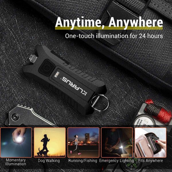 Mi2 Mini LED Keychain Flashlights, Super Lightweight & Small Rechargeable 40 Lumens EDC Flash Light with Built-in Battery and USB Cable(Black) - Image 2