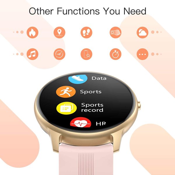 Smart Watch for Women,  Smartwatch for Android and iOS Phones IP68 Waterproof Activity Tracker with Full Touch Color Screen Heart Rate Monitor Pedometer Sleep Monitor, Pink, LW11 - Image 6