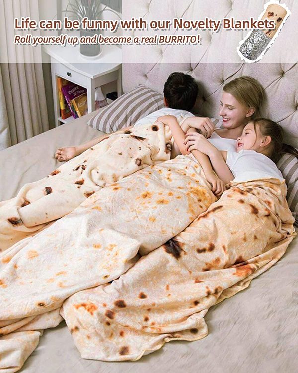 Burrito Tortilla Blankets Adult Size, Double Sided Taco Blanket for Kids/Teens, Cool Stuff Gifts for Man and Boys , Novelty Food Wrap Blanket, Throw Blankets for Birthday Gifts White Elephant - Image 7