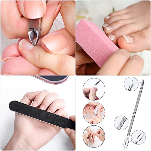 Nail File Set, WOVTE 11 Pcs Nail Files Block 7 Ways Buffer Block Buffer Block Sponge Polished, Come with Cuticle Nipper and Pusher for Dead Skin Nail Trimming Manicure Tools - Image 2