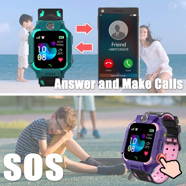 Smart Watch Phone Kids - Children Smartwatch Boys Girls with SOS Need 2G SIM to Call, 14 Puzzle Games Music MP3 MP4 HD Selfie Camera Calculator Alarms Timer Pedometer for Boys Girls Students,Black - Image 3