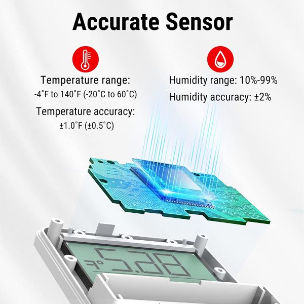 ThermoPro TP357 260FT Bluetooth Hygrometer Room Thermometer for Home with Remote Monitor & Smart APP, Temperature Humidity Sensor Gauge with Max Min Records, Silver - Image 3