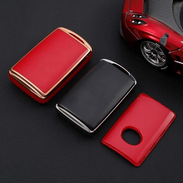 Car Key fob Cover fit for Mazda 3 CX-30 CX-5 CX-9 Mazda 3 Sedan 2019 2020 Smart Key case Keyring TPU Silicone Key Shell Key Holder Keychain Protective Accessories Beige - Image 6