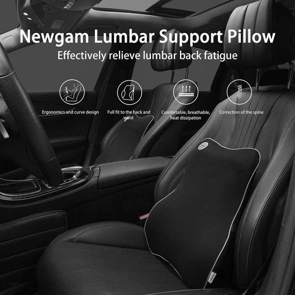 Lumbar Support Pillow,Pure Memory Foam Back Cushion Orthopedic Backrest with Breathable 3D Mesh for Car Seat,Office Chair,Computer Chair,Wheelchair and Recliner.Ergonomic Design for Back Pain Relief - Image 3