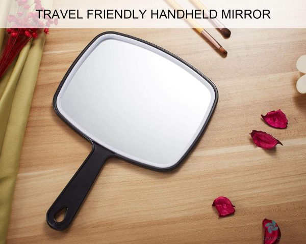 OMIRO Hand Mirror, Black Handheld Mirror with Handle, 6.3" W x 9.6" L - Image 2