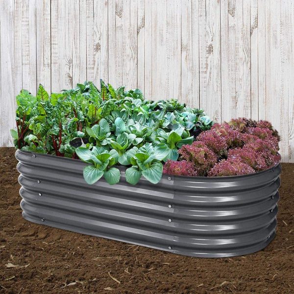 Greenfingers Garden Bed Galvanised Steel Raised Beds Kit Planter Oval 160X80X42CM - Image 5