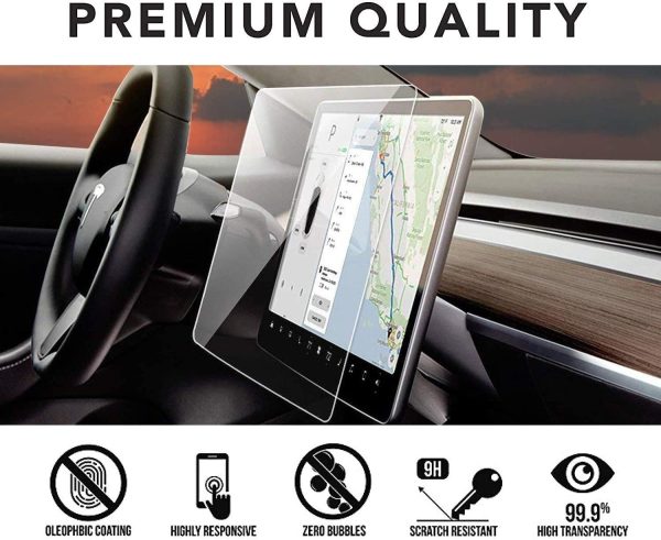 SUMK Model 3/Y Tempered Glass Screen Protector Model 3 Model Y 15" Center Control Touchscreen Car Navigation Touch Screen Protector Tempered Glass 9H Anti-Scratch and Shock Resistant for Model 3 Screen Protector Upgrade - Image 5