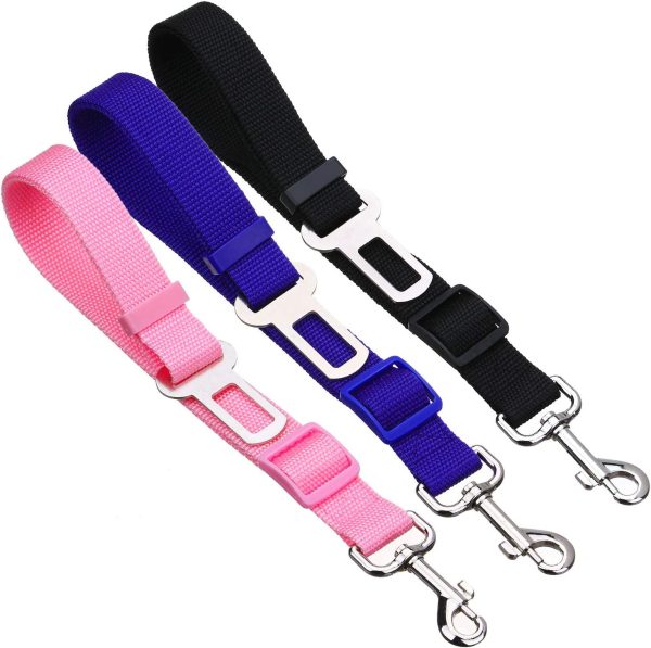 Elisel 2 Packs Adjustable Length Pet Dog Cat car seat Belt Pet seat Belt Pet Accessories for Dogs Cats and Pets (Black Blue) - Image 3