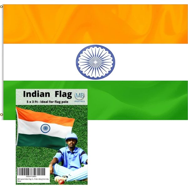 Large Indian Flag. Robust 3 ft X 5 ft Polyester National Flag. Suitable for Indoor or Outdoor use. Show Your Pride India. By MJB Inspired ? - Image 4