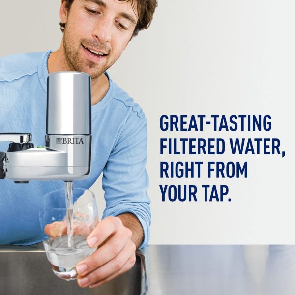 Tap Water Filter System, Water Faucet Filtration System with Filter Change Reminder, Reduces Lead, BPA Free, Fits Standard Faucets Only - Basic, Chrome - Image 2