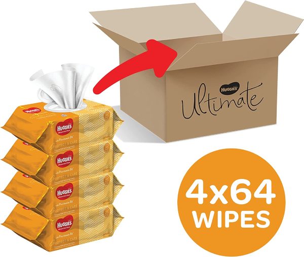 HUGGIES Ultimate Baby Wipes Protect & Care, 256 Wipes (4 x 64 packs) - Image 6