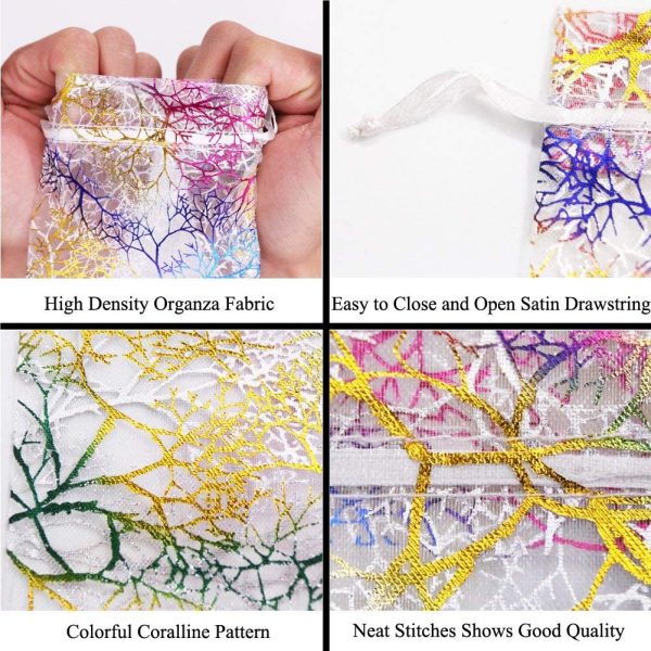 Mixed Color Coralline Organza Gift Bags, Wedding Favor Party Jewelry Candy Pouches,4x6 Inches,Pack of 100 - Image 4