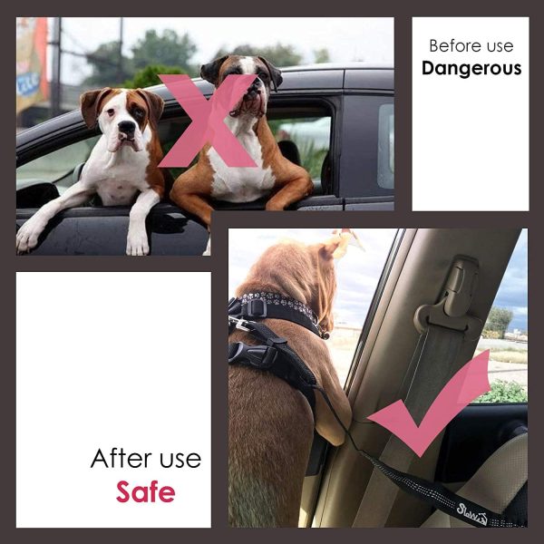 2 Pack Pet Car Seatbelt Dog Seatbelt Headrest Restraint Puppy Safety Adjustable Seat Belt with Elastic Bungee and Reflective Stripe - Image 7