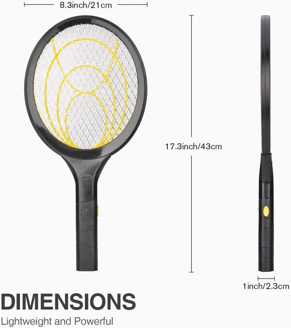 mafiti Electric Fly Swatter, Fly Killer Bug Zapper Racket for Indoor and Outdoor Pest Control, 2AA Batteries not Included (1-Pack Yellow) - Image 3