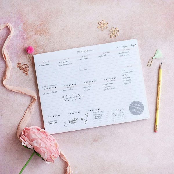 Desktop Weekly Planner Notepad | 60 Undated Tear-Off Pages | Schedule Daily To-Do Lists | Increase Your Productivity In Less Than 5 Minutes A Week | Achieve Your Goals | Peach and Mint Fern - Image 5